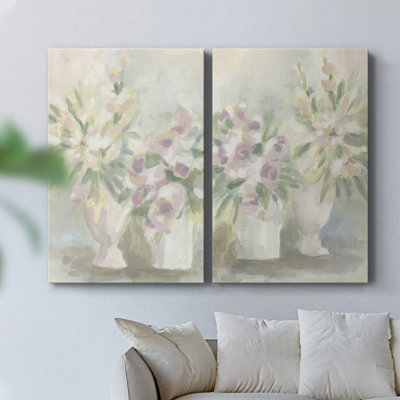 Fresque florale délavée I-Premium tendue sur toile tendue - prête à être accrochée