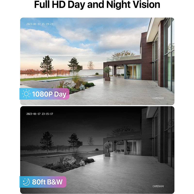 8CH DVR Security Camera System with 1TB HDD , 8 x 2MP Bullet/Dome Camera Outdoor, Motion Detection