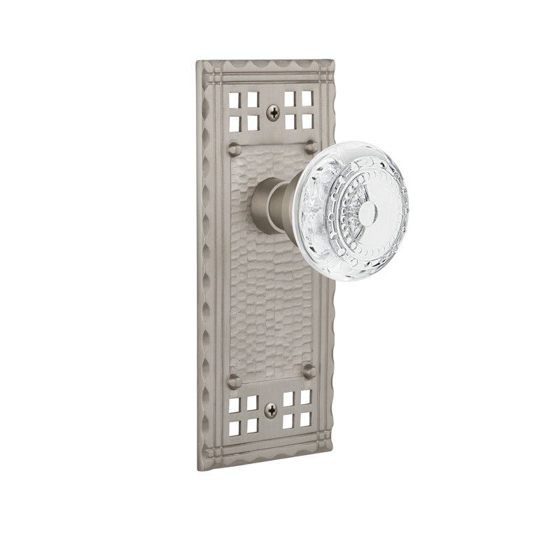 Craftsman Plate with Crystal Meadows Knob, Satin Nickel