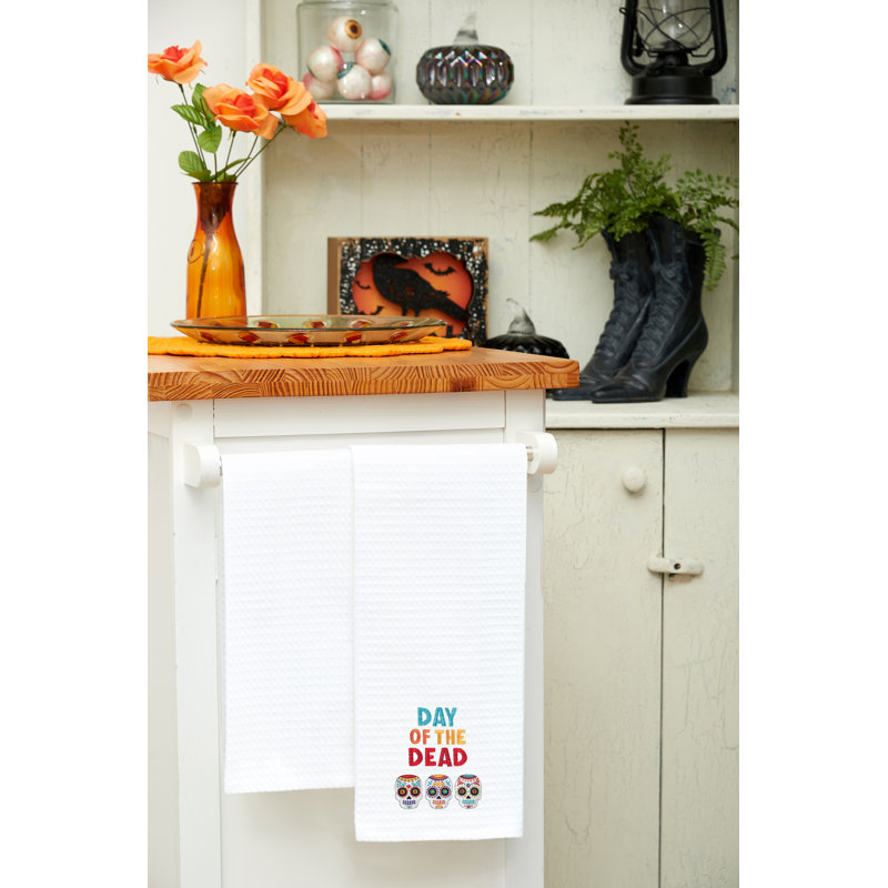 Skull Trio Flour Sack Cotton Halloween Dishtowel