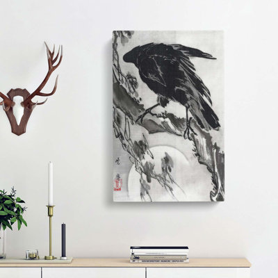 Crow & The Moon by Kawanabe Kyosai - Wrapped Canvas