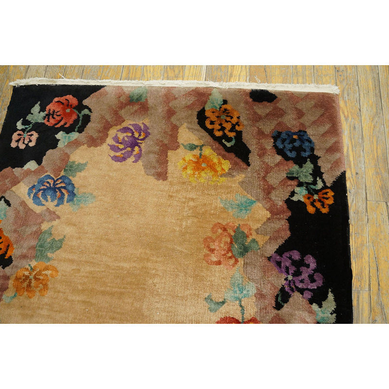 Tapis ivoire antique en laine Art déco