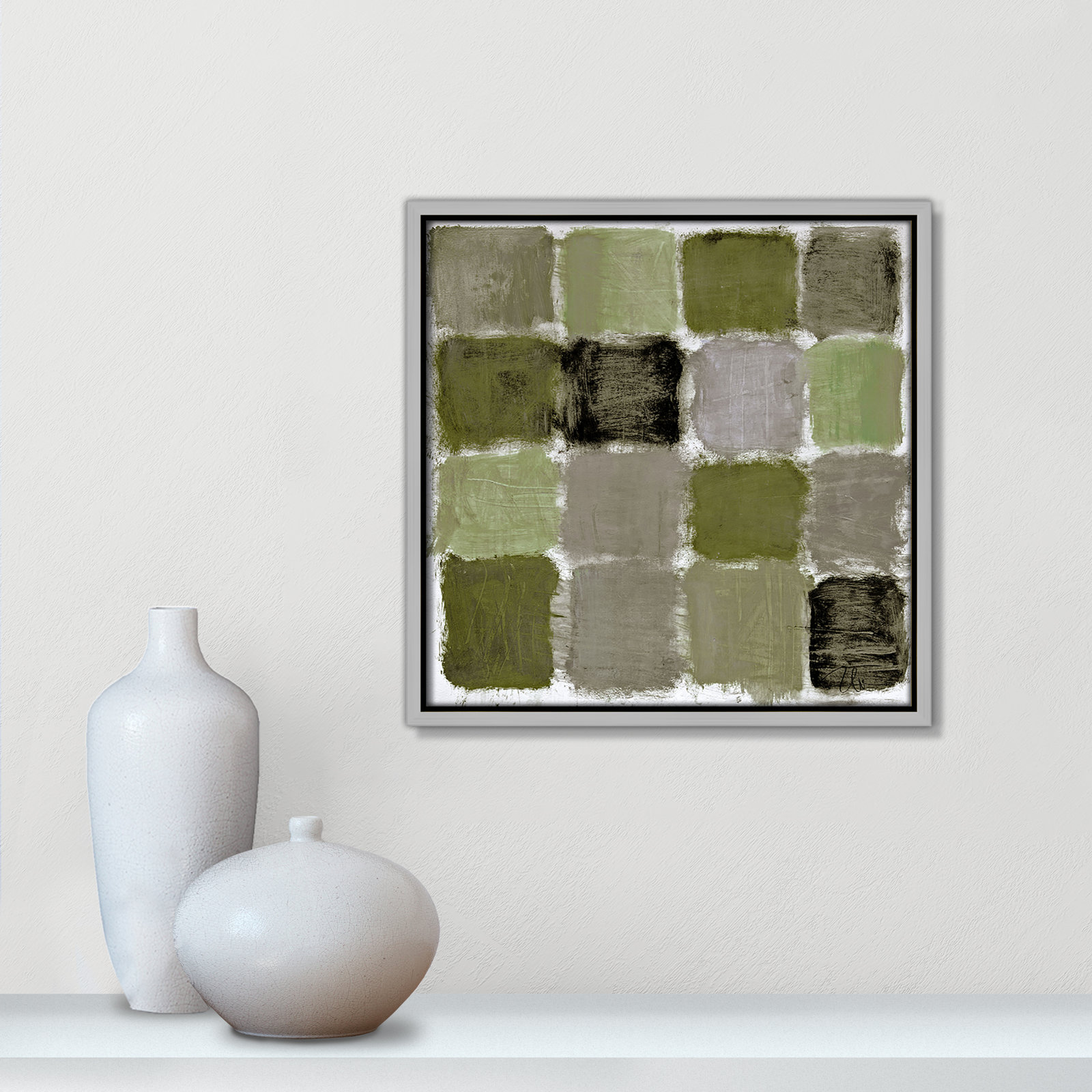Powder Room Reflections Print by , Silver, 13.5" H x 13.5" W