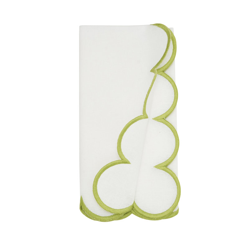 Paddock 100% Cotton Rectangle Napkin, White/Kiwi