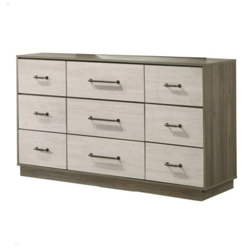Commode 9 tiroirs Gem Modern Style en bois beige et brun