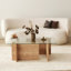 Table basse moderne, chêne saphir, 41,3 po x 15,7 po x 25,6 po | 100% plateau en verre trempé et 100% panneau de particules recouvert de mélamine | Design scandinave élégant pour le salon et les espaces contemporains