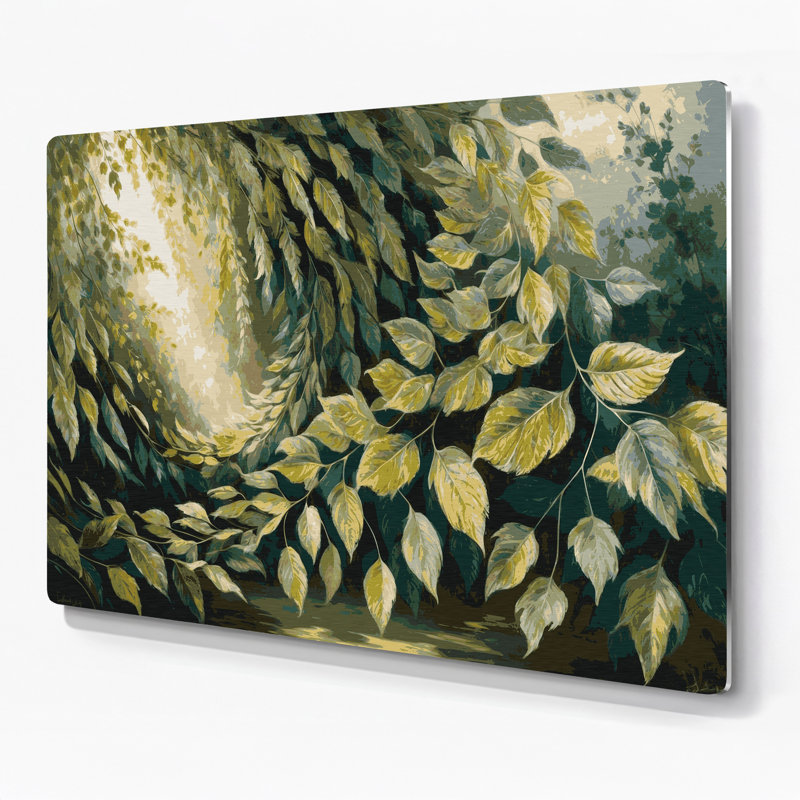 «Botanical Linden Leaves», art mural en métal brun, H 8 po x l 10 po