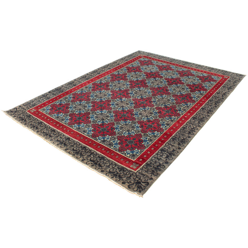 Broedy One-of-a-Kind 9'0" X 12'8" New Age Wool Area Rug in Red/Gray
