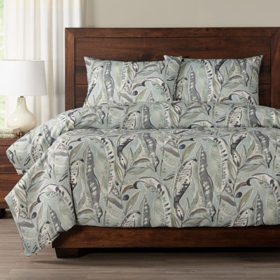 Tropical Print Blue-Grey Duvet Cover Set