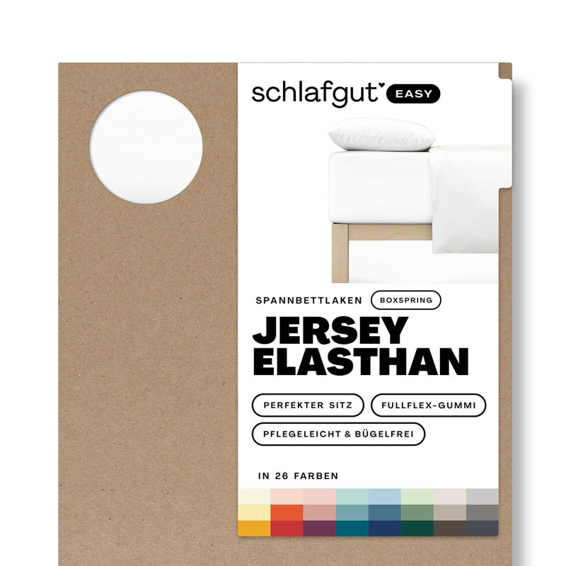 Jersey Elastane Fitted Sheet EASY for Box Springs, 100% Cotton, XL 180 x 220cm - 220 x 220cm, Full-White