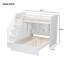 Lit simple superposé au dessus d'un lit double avec escalier de rangement, garde-robe, USB et lit léger, blanc-2095104417