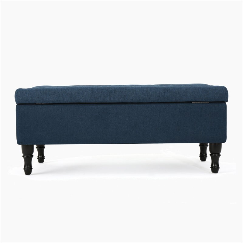 Devari Upholstered Storage Bench, Navy Blue