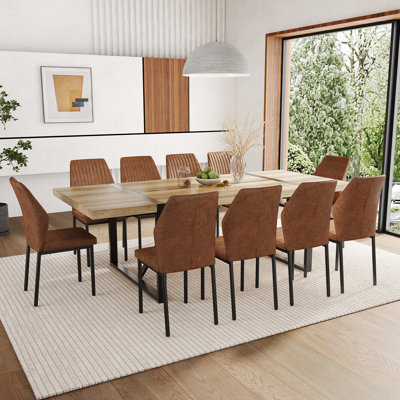 87 Inch Wood Dining Table Set With PU Leather Upholstered Dining Chair
