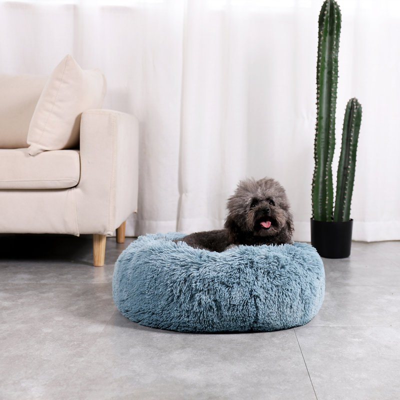 Sharlene Sharlene Shaggy Donut, Bleu argenté, Petit (l 30 po x P 30 po x H 6 po)