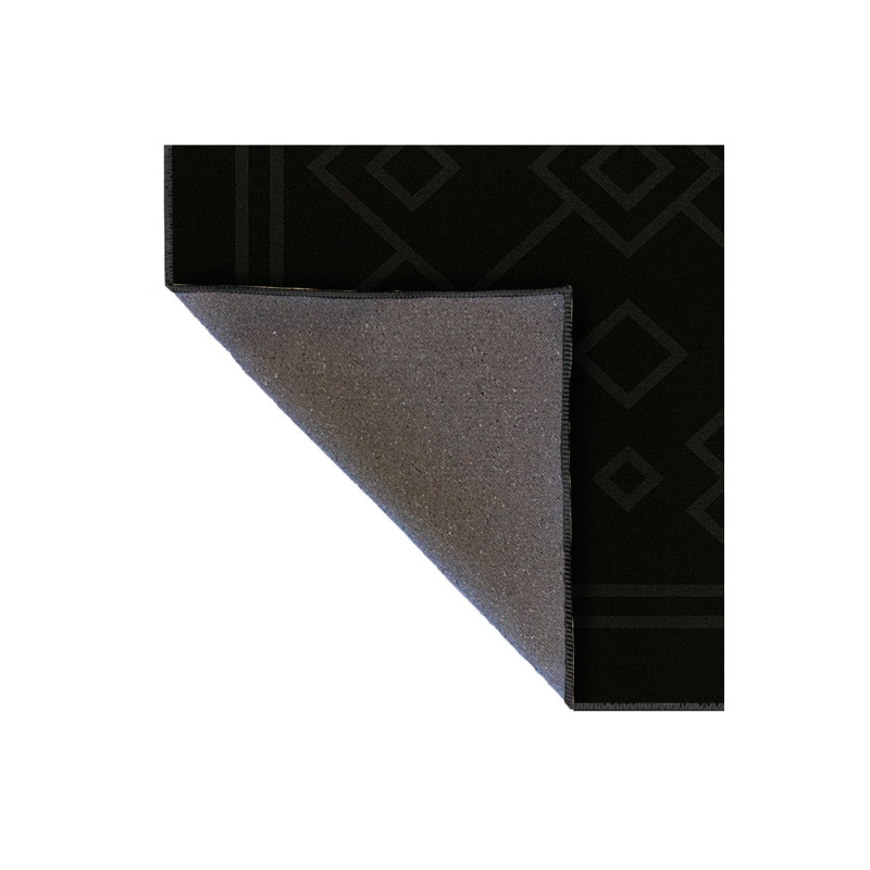 Tapis noir tissé à motif géométrique lavable Mosso, 3'3" x 9'10"