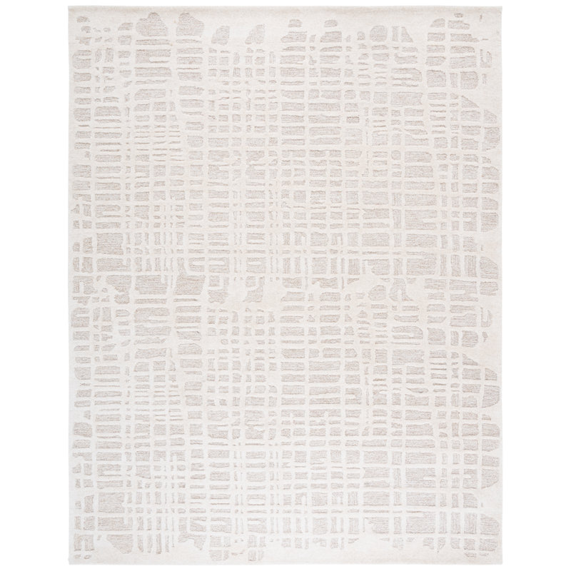 Gourdon 535 Hand Tufted Wool/Cotton Abstract Indoor Use Only Rug in Ivory/Gray, Rectangle 8' x 10'