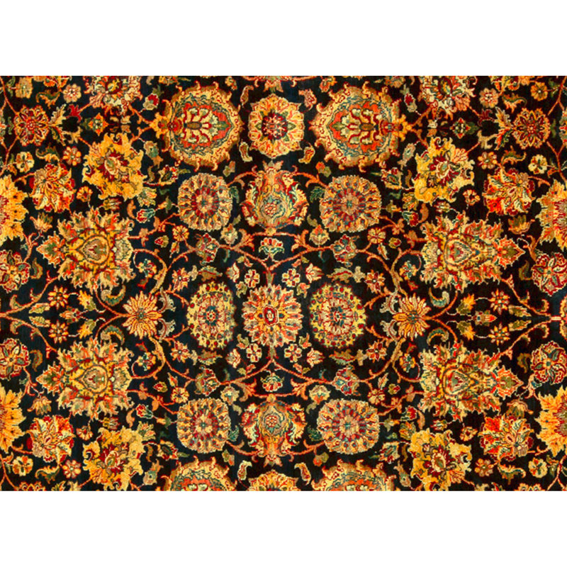 Tapis noir et crème noué à la main de haute qualité