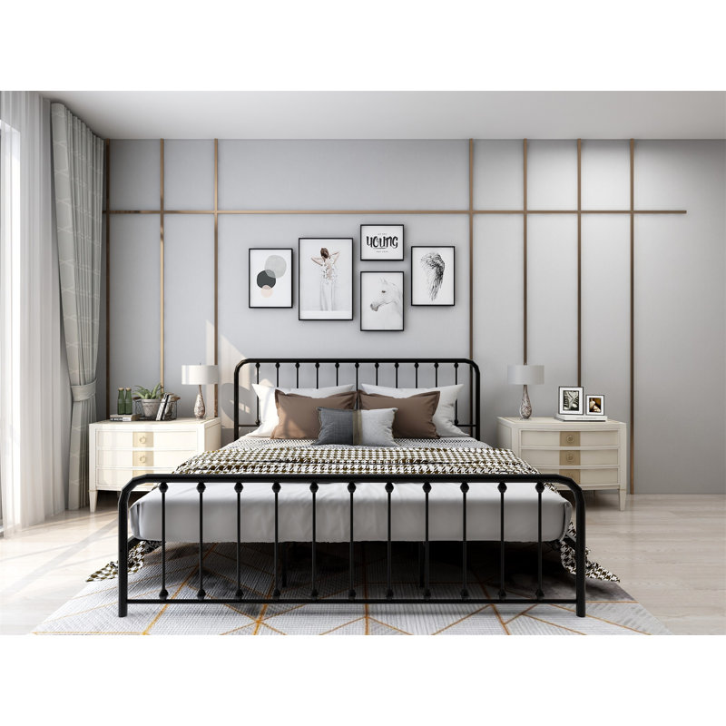 Keyesport Metal Platform Bed, Full/Double, White