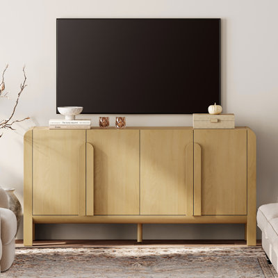 63" Modern TV Stand With Adjustable Shelves, Entertainment Center With Storage,Wooden TV Console With 4 Doors For Living Room