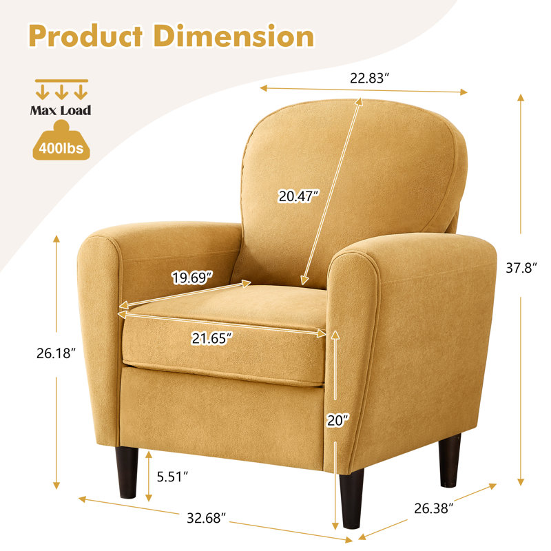Upholstered Armchair, Yellow