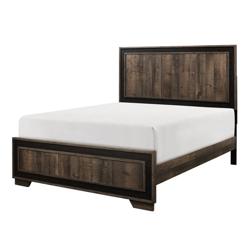 Grand lit au design rustique moderne - style chambre à coucher bicolore et ébène foncé
