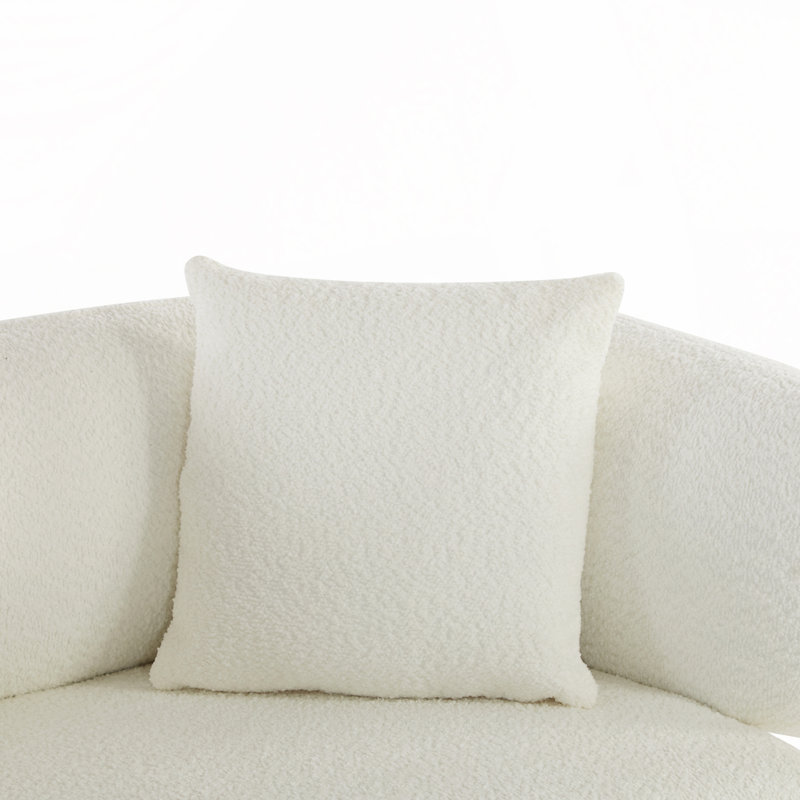 Canapé à accoudoirs arrondis de 82,25 po de largeur avec pieds en bois d'hévéa, Beige