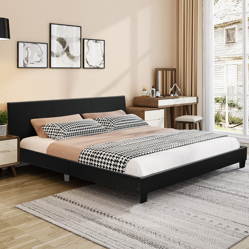 Killagan Upholstered Platform Bed, Queen, Black