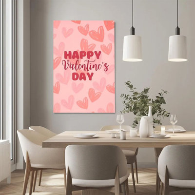 2D Flat, 1Pc Canvas Wall Art, Valentine's Day Theme, Heart Pattern, Hand-Painted Watercolor Style Art Print Canvas Poster Painting Room Wall Decor, Ideal Gift For Valentine's Day Home Decor, Ready To Hang