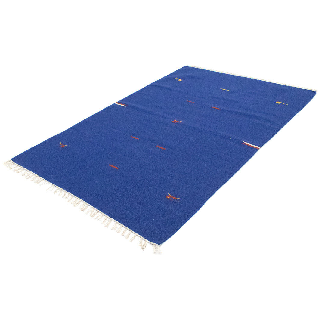 Handmade Kilim Wool Blue Indoor/Outdoor Rug