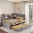 Upholstered Daybed With Trundle, Storage Shelves, Usb & Outlet And Vertical Striped Design-1049903160