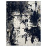 Stourbridge Abstract Area Rug in Navy/White/Gray