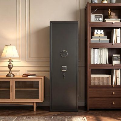 [No Assembly Required]8-12 Fingerprint Gun Safe for Rifles and Pistols,Gun Safes for Rifle and Password Lock, Gun Cabinet for Home with Adjustable Shelves, Biometric Heavy Duty Long Gun Safe,57" High