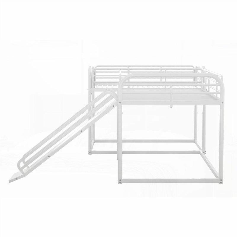 Lit superposé double en forme de L avec glissade et amp; Échelle courte - Aucun sommier requis, robuste et robuste Durable