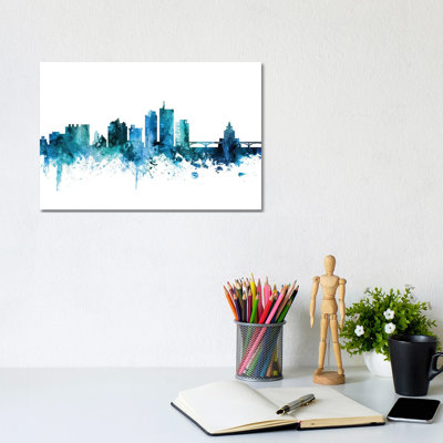 Cedar, Rapids Iowa Skyline by Michael Tompsett - 1 Piece Wrapped Canvas Wall Art