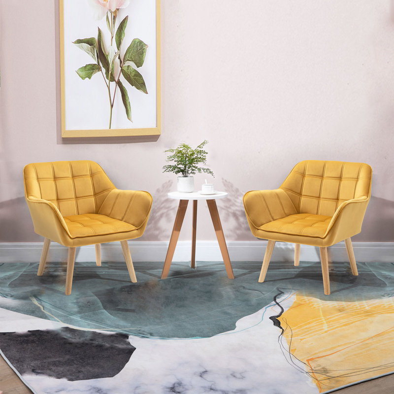 Willesden Velvet Armchair, Yellow
