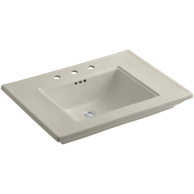 Memoirs Stately Pedestal/Console Table Bathroom Sink Basin with Single Faucet-hole Drilling, Sandbar, 8" Centers