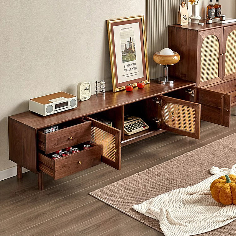 Meuble télé moderne et minimaliste multifonctionnel, H 21,65 po x L 82,68 po x l 15,75 po 