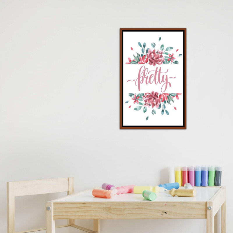 Jolie fleur - impression d'art graphique, Pas de tapis, Toile avec cadre brun, H 26 po x l 18 po x 1,5 po