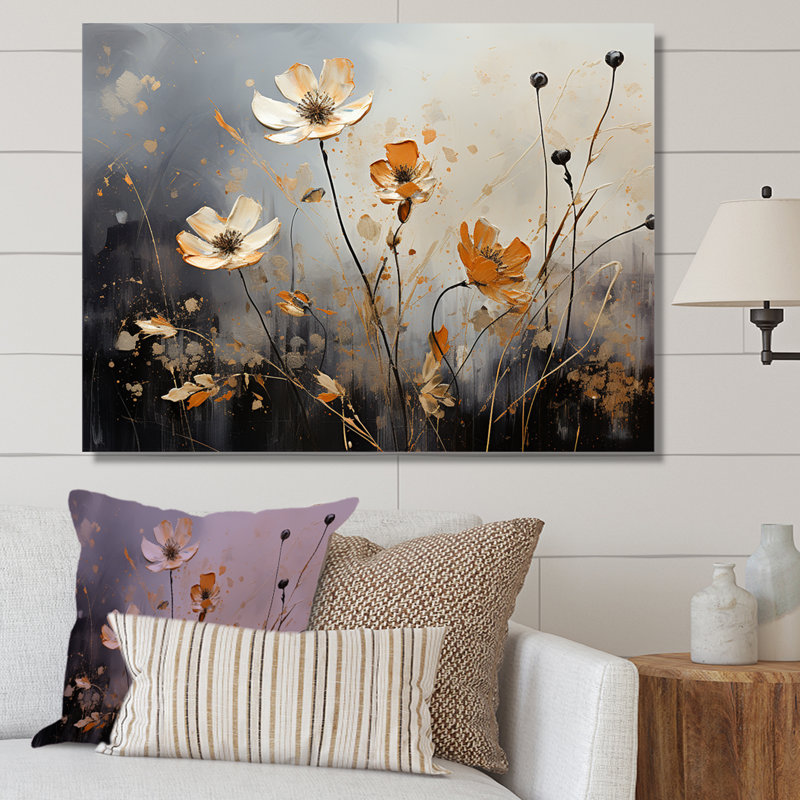 «Moody Flower Meadows» sur toile, Toile tendue, H 12 po x l 20 po x P 0,5 po