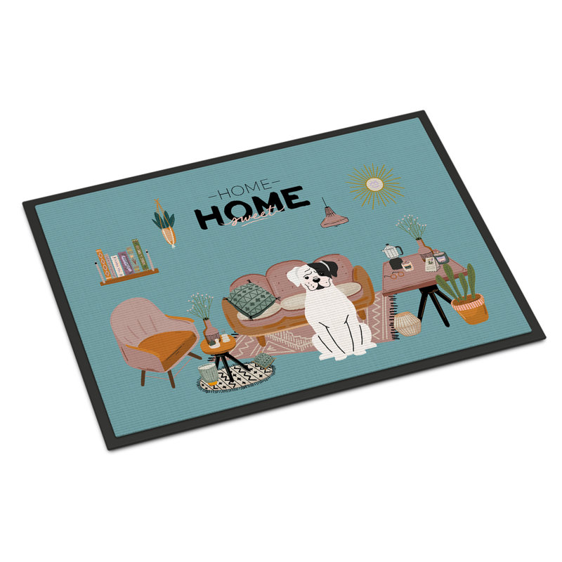 Tapis d'entrée antidérapant Guerline L 27 po x l 18 po, Boxer blanc