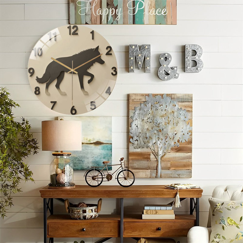 Horloge murale loup