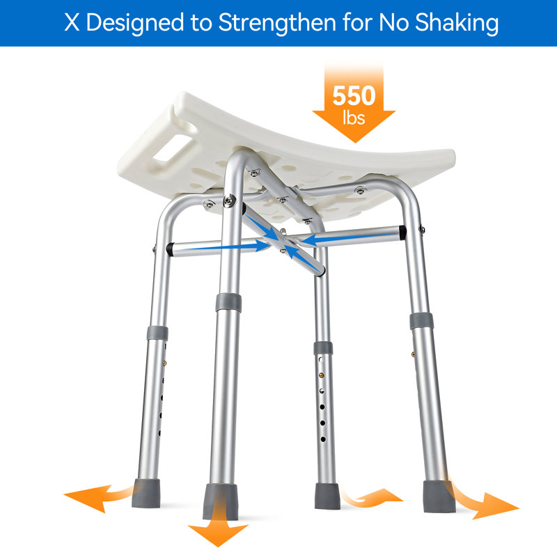 Shower Chair, for Bathroom Bathtub with Adjustable Height Legs Bear 350 lb Capacity Slip Resistant