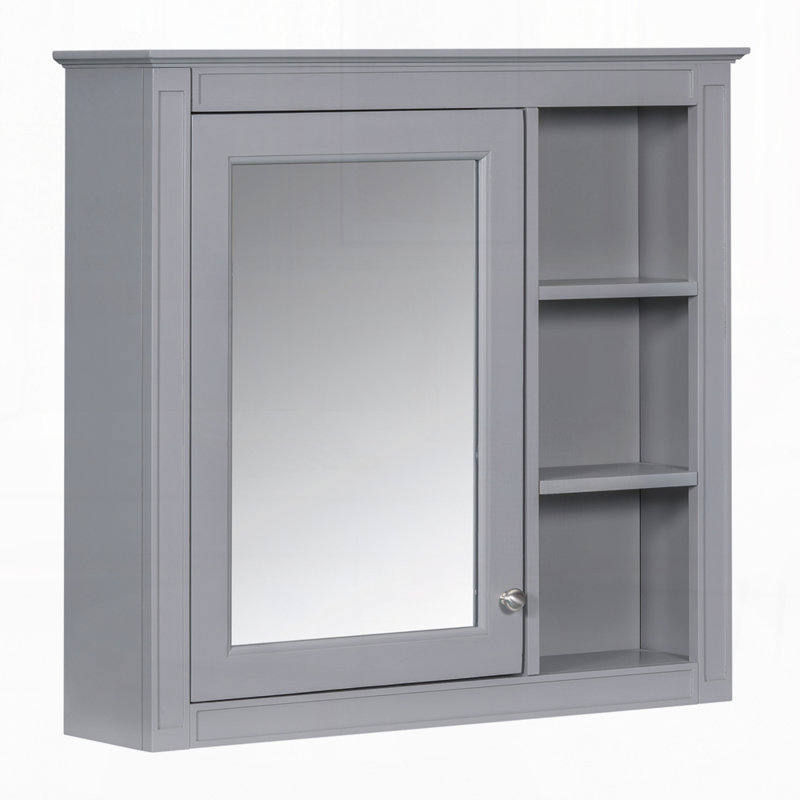 Armoire de rangement murale pour salle de bain, armoire murale moderne avec miroir, Gris