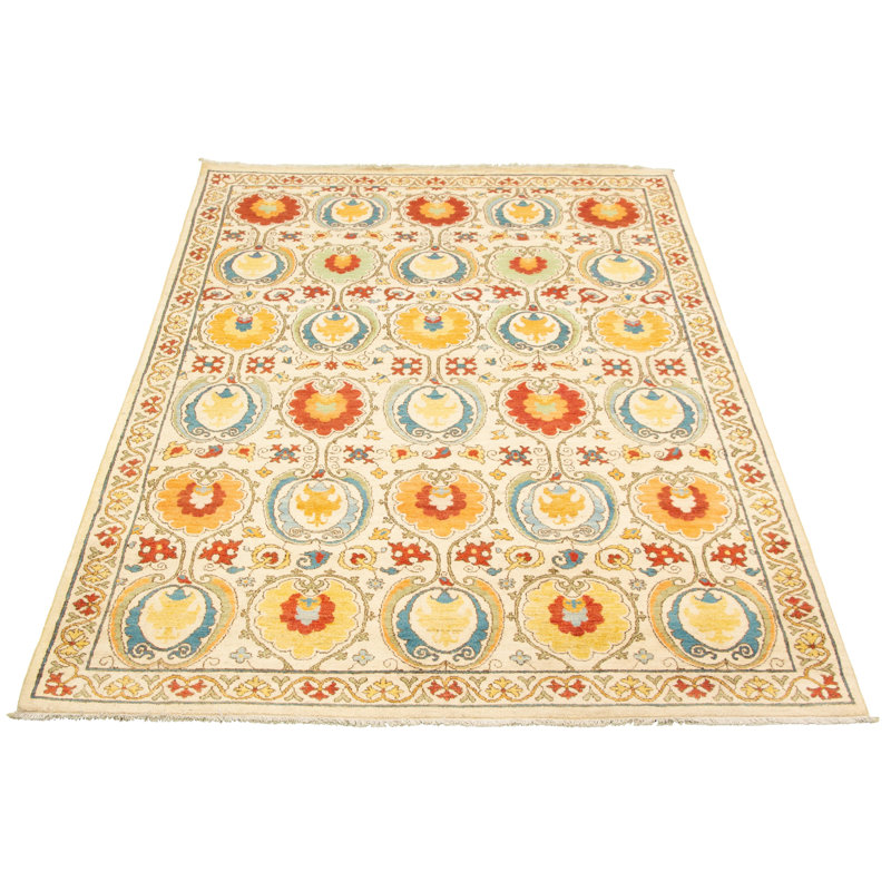 Tapis unique en laine noué à la main de style moderne pako des années 2010 de 6 pi x 9 pi 10 po Magni