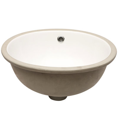 White, Oval, Undermount, Ceramic, Bathroom Sink, 16.5"X13.4", Low Absorbency, Stain - , Spill Design Stain, Easy Maintenance, Practical Overflow, Office