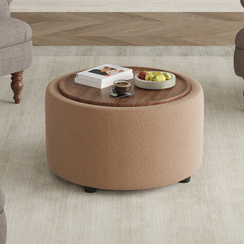 Table basse ronde avec rangement 28,1 "Teddy, Kaki