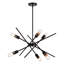 Luminaire suspendu de style Mid-Century moderne à 6 lumières de 24,25 po de largeur, noir et laiton satiné, compatible avec DEL, plafonnier suspendu à hauteur réglable pour table de salle à manger, cuisine, vestibule, chambre à coucher, îlot, vestibule-124800242