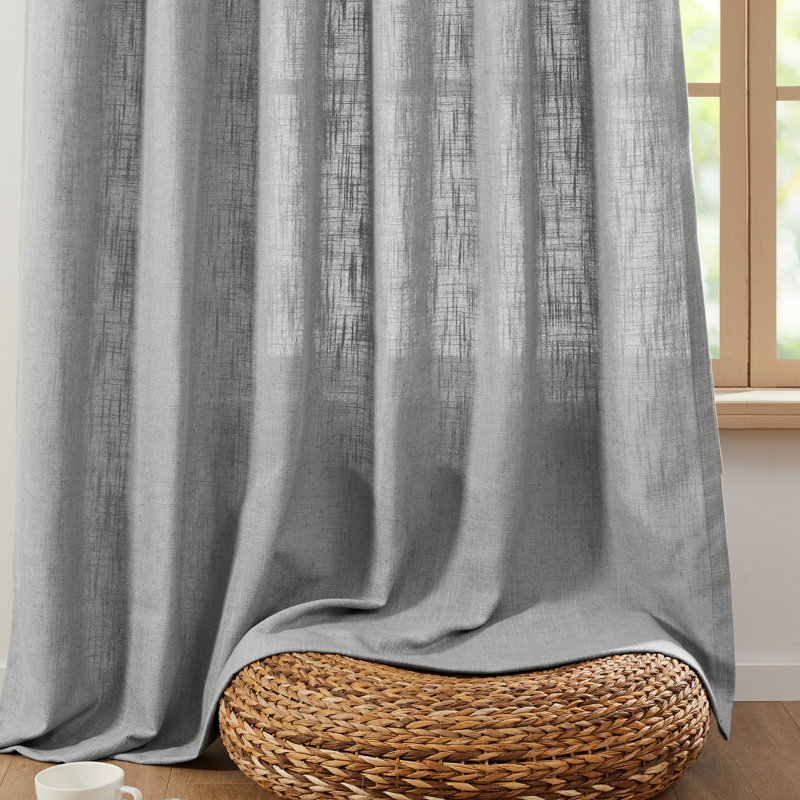Semi Sheer Single Curtain Panel, 52" W x 96" L, Light Gray