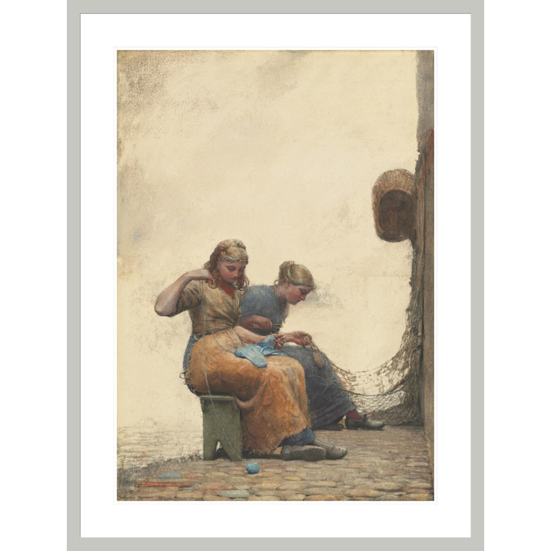«Mending the Nets» par Winslow Homer, impression giclée sur cadre, 41,5 po H x 31,41 po po