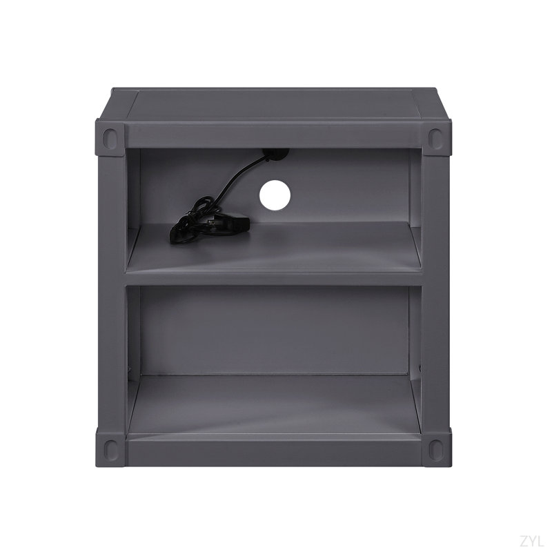 Gunmetal Finish Nightstand W/USB, Gunmetal